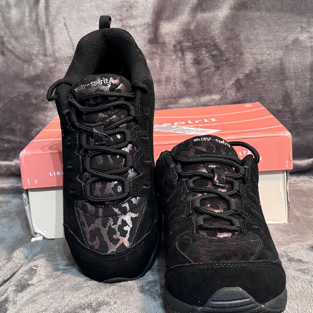 Easy Spirit Romy43 Womens 7.5W Walking Shoes Black Bronze Leopard Print NWB - Picture 7 of 12